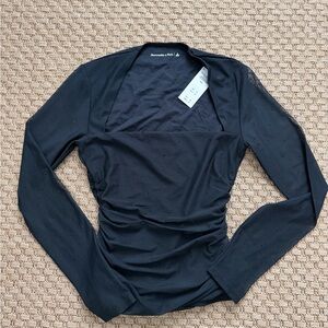 Abercrombie & Fitch Black Ruched Long Sleeve Top